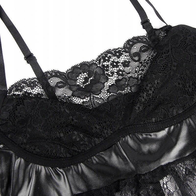 KOSZULA NOCNA DAMSKA ZWIEWNA SEKSOWNA CZARNA XL Długość inna