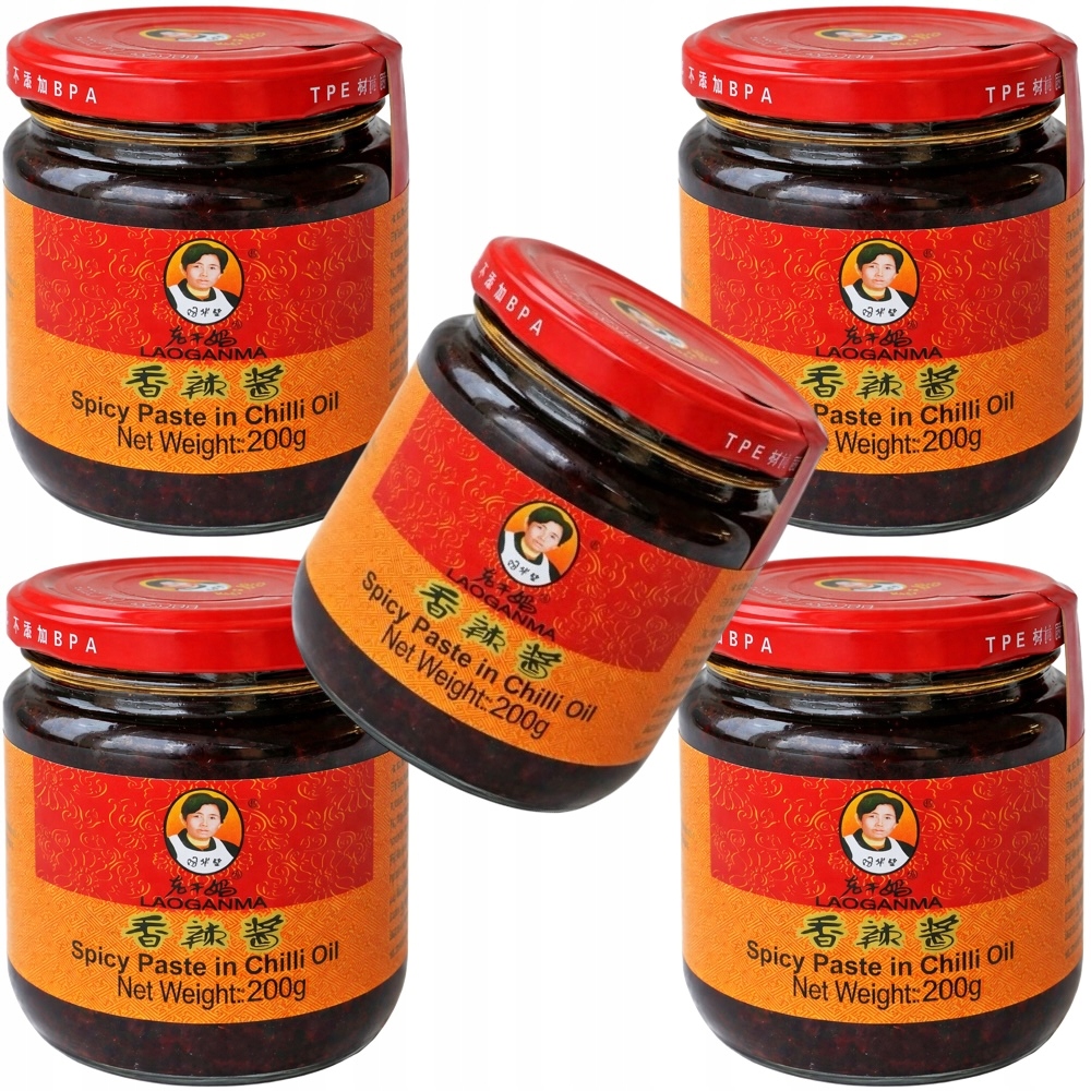 5 x Ostrá čínská pasta v oleji Chili Spicy Paste In Chili Oil 200 g Laoganma
