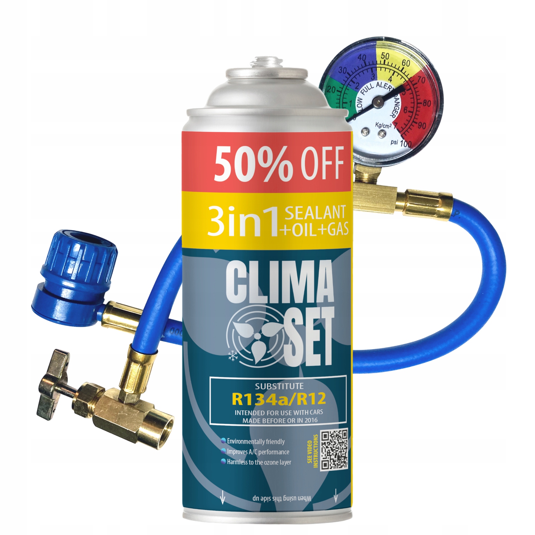 ClimaSet AC gaz R134a FIX Klimatyzacja Clima Easy A/C Przewód Klima PAKIET