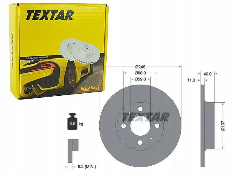 

Textar Tarcze Hamulcowe Tył 92061103