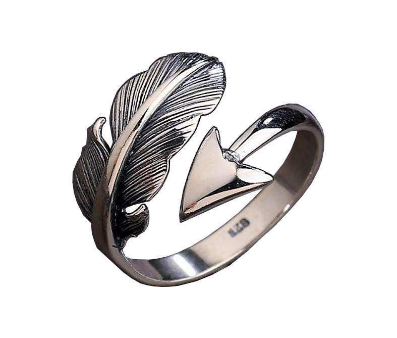 

Srebrny Pierścionek Strzała Liść srebro