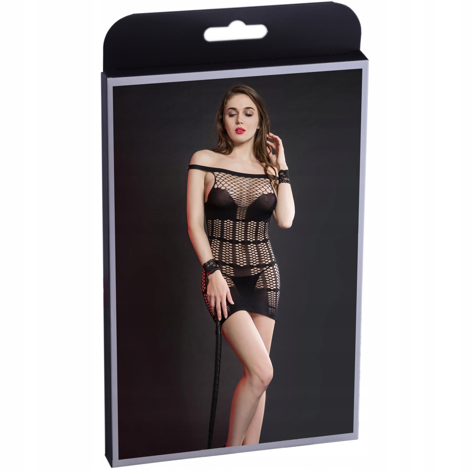 

Czarna Sukienka Mini Bodystocking Bielizna Siatka