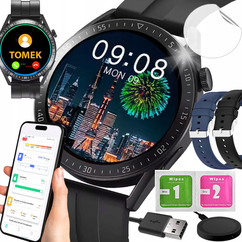 Chytré Hodinky Hodinky Polské Menu Hovory Sport Smart Watch Pánské 2 Řemínky