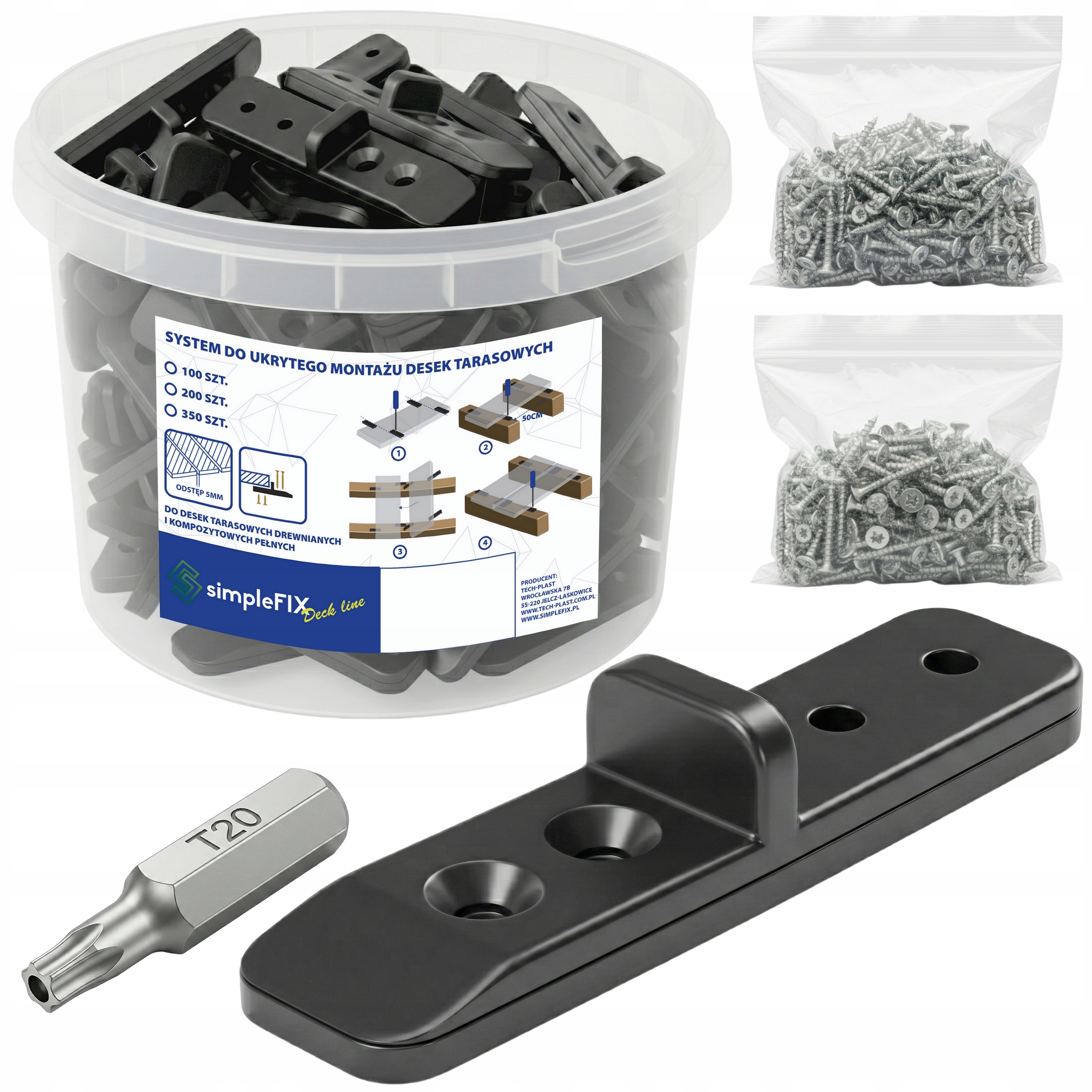 Systém Skryté Montáže Terasových Prken 1401 ks. Nerezové Vruty A2 Inox