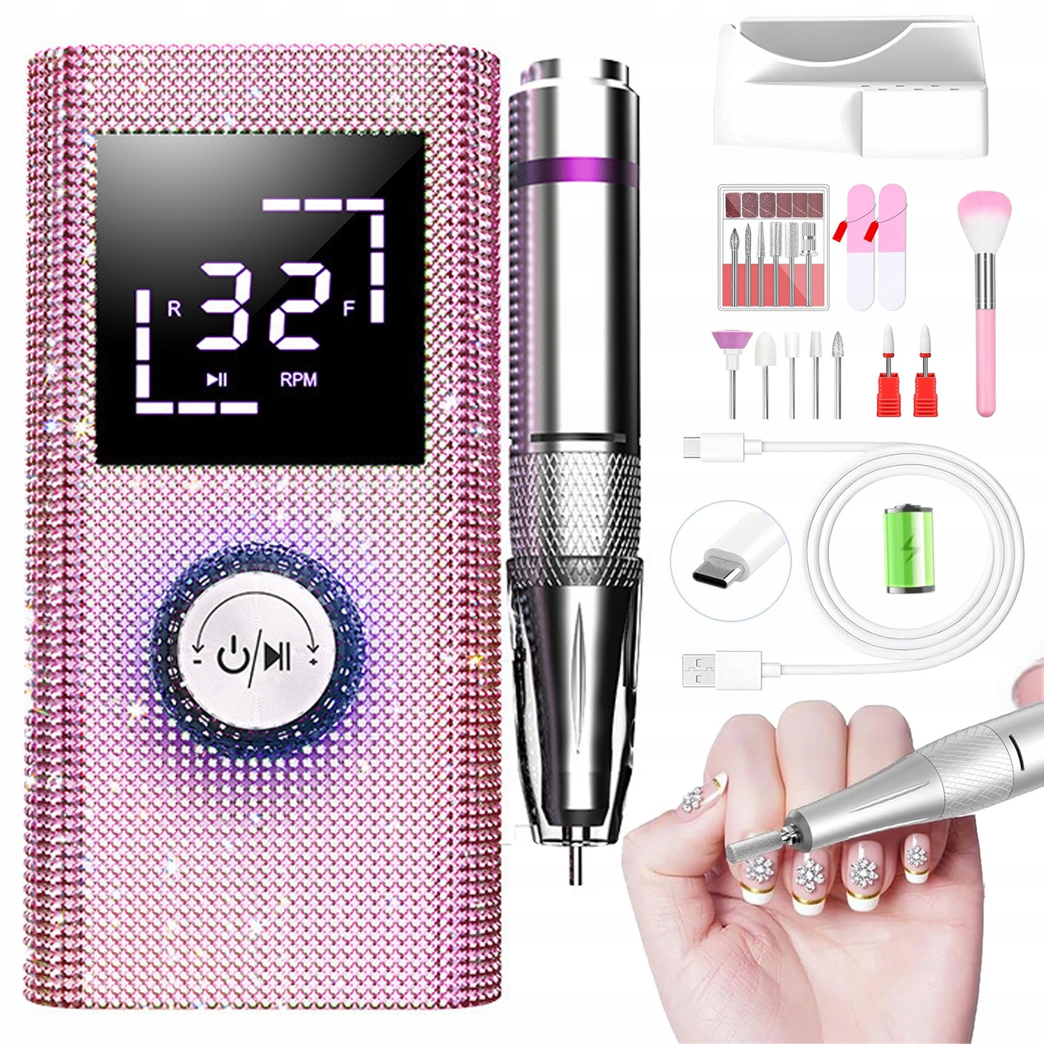 Akumulační Vrtáčka Bruska Se Sadou Stanice Na Manikúru A Pedikúru