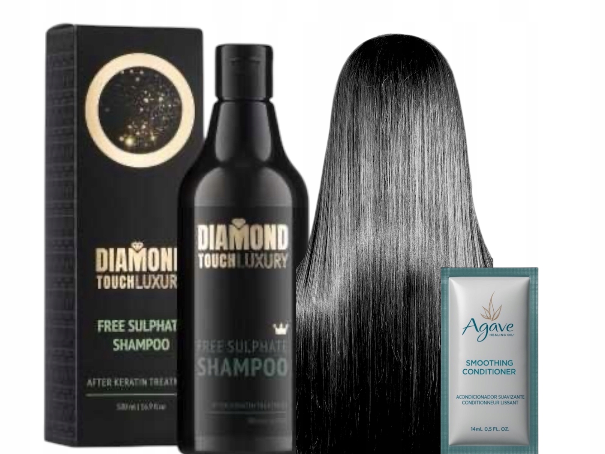 Diamond Touch Luxury szampon 500ml po keratynie+14ml odżywka Agave