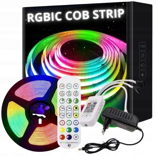 5m Cyfrowa Taśma LED COB RGB Pixel WS2811 Aplikacja Muzyka Pilot Zasilacz