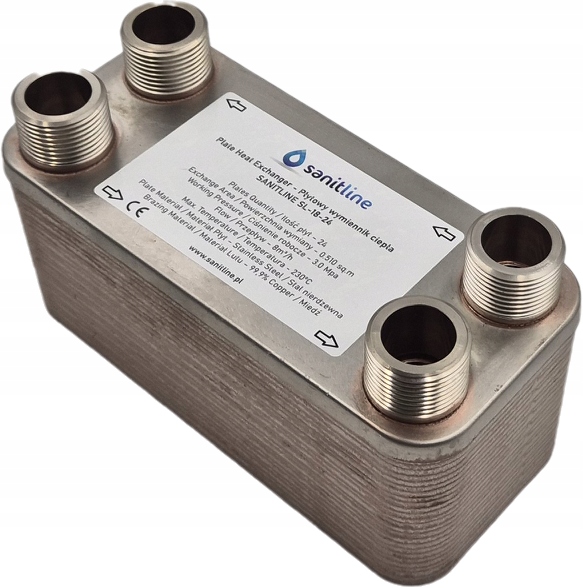 24-DESKOVÝ Výměník Tepla Sanitline SL-18-24-A1 Výkon 32 kW Připojení 4x 1"