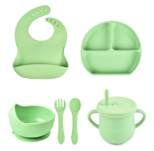 PIERWSZE NACZYNIA ZESTAW DO KARMIENIA DLA DZIECI SILIKONOWE NACZYNIA