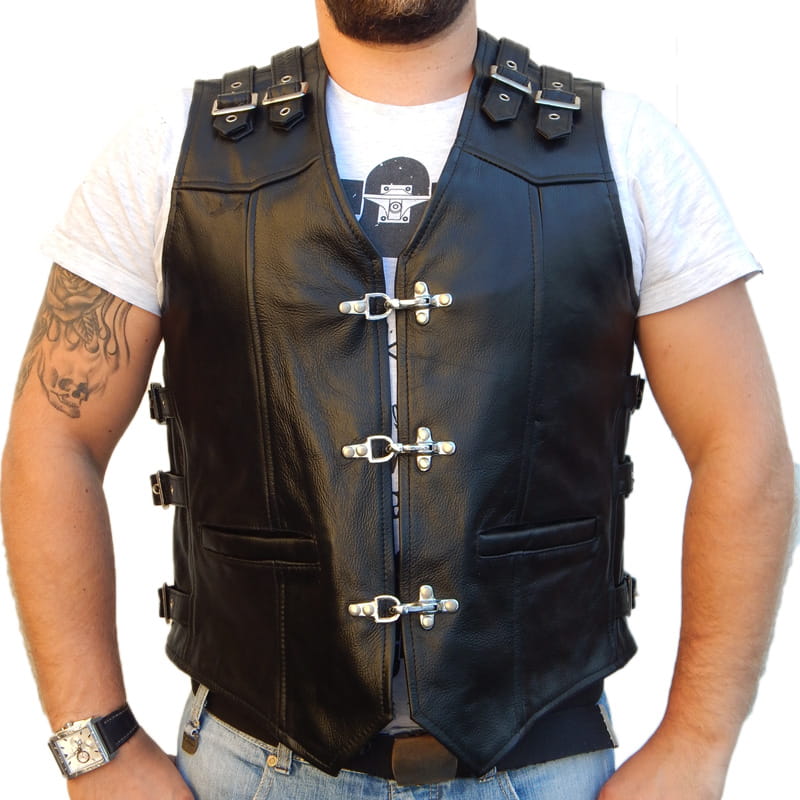 

Kamizelka Motocyklowa Skórzana z Klamrami 6XL