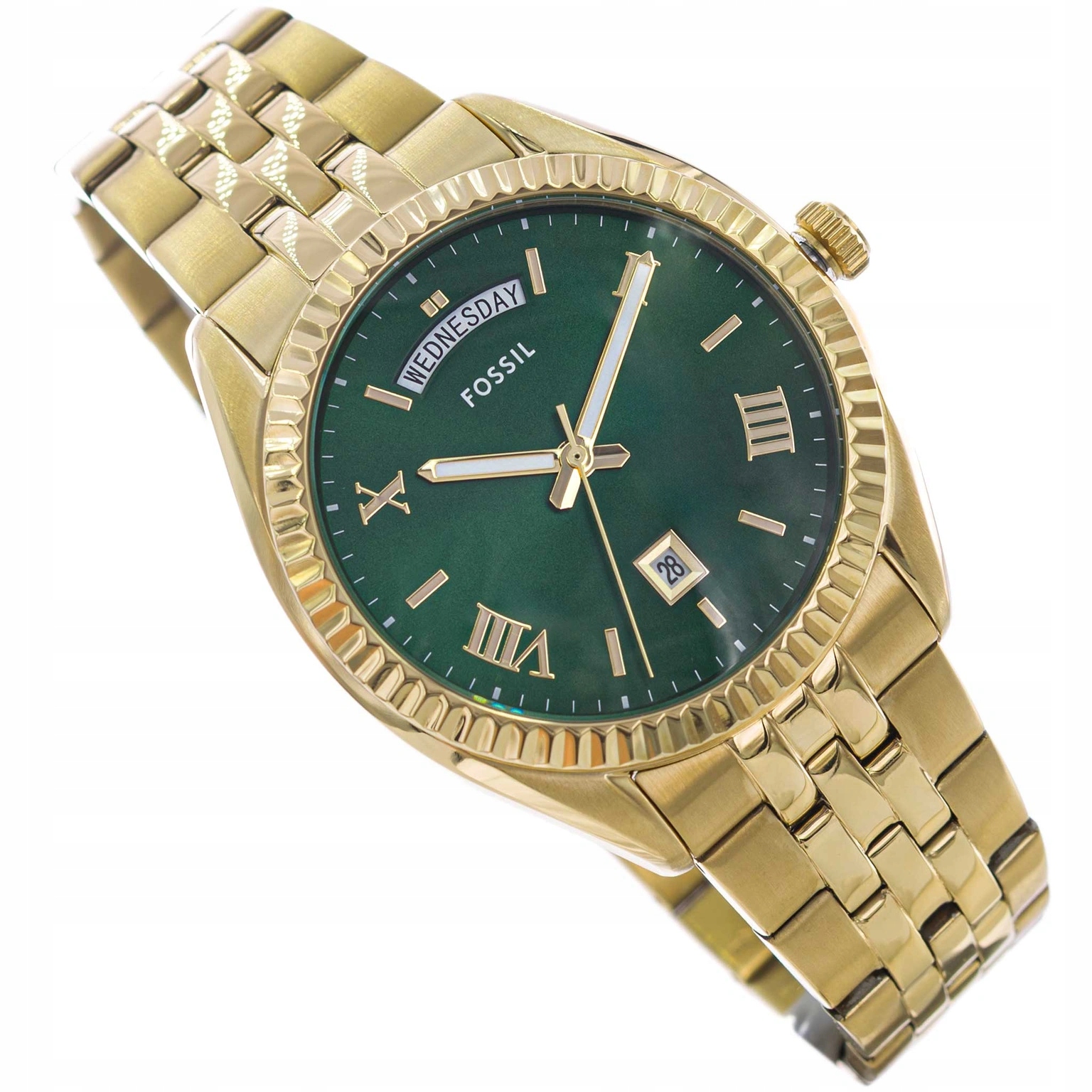 Pánské Hodinky Fossil FS6142 Campbell Zlaté Na Náramku Elegantní Datum