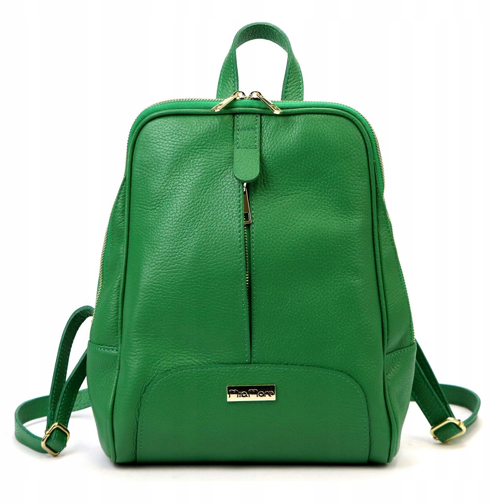 Batoh dámský městský kožený zelený s kapsami MiaMore