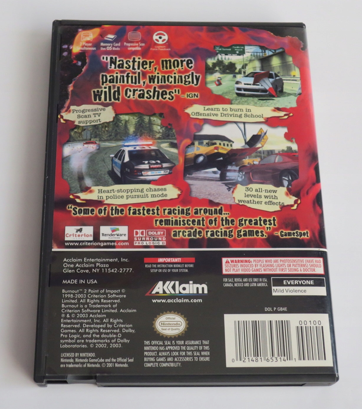 NGC BURNOUT 2 POINT OF IMPACT NTSC/U GAMECUBE Tytuł BURNOUT 2 POINT OF IMPACT