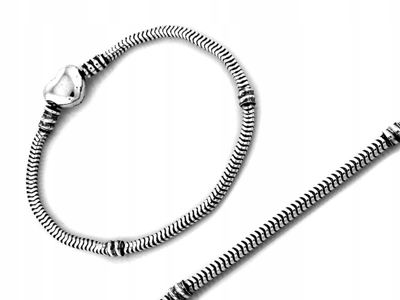 Dámský náramek ze stříbra 925 na Charmsy se srdíčkem, splétaný, lanko r20