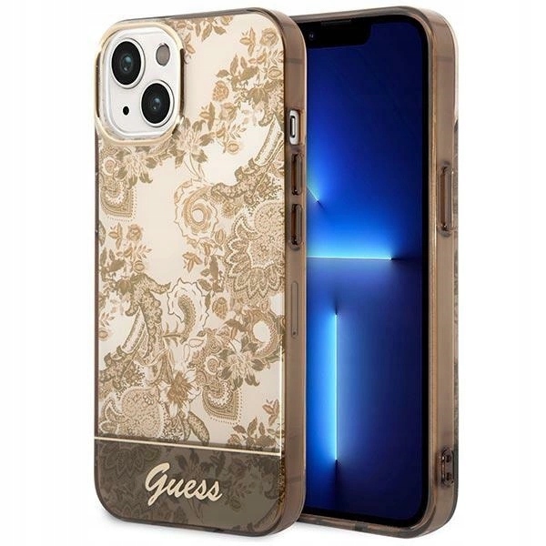 Pouzdro Guess Porcelain Collection pro iPhone 14 Plus béžový