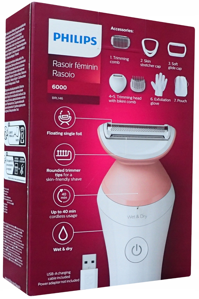 Golarka Damska Maszynka Trymer do Bikini Ciała Nóg Shaver Philips BRL146