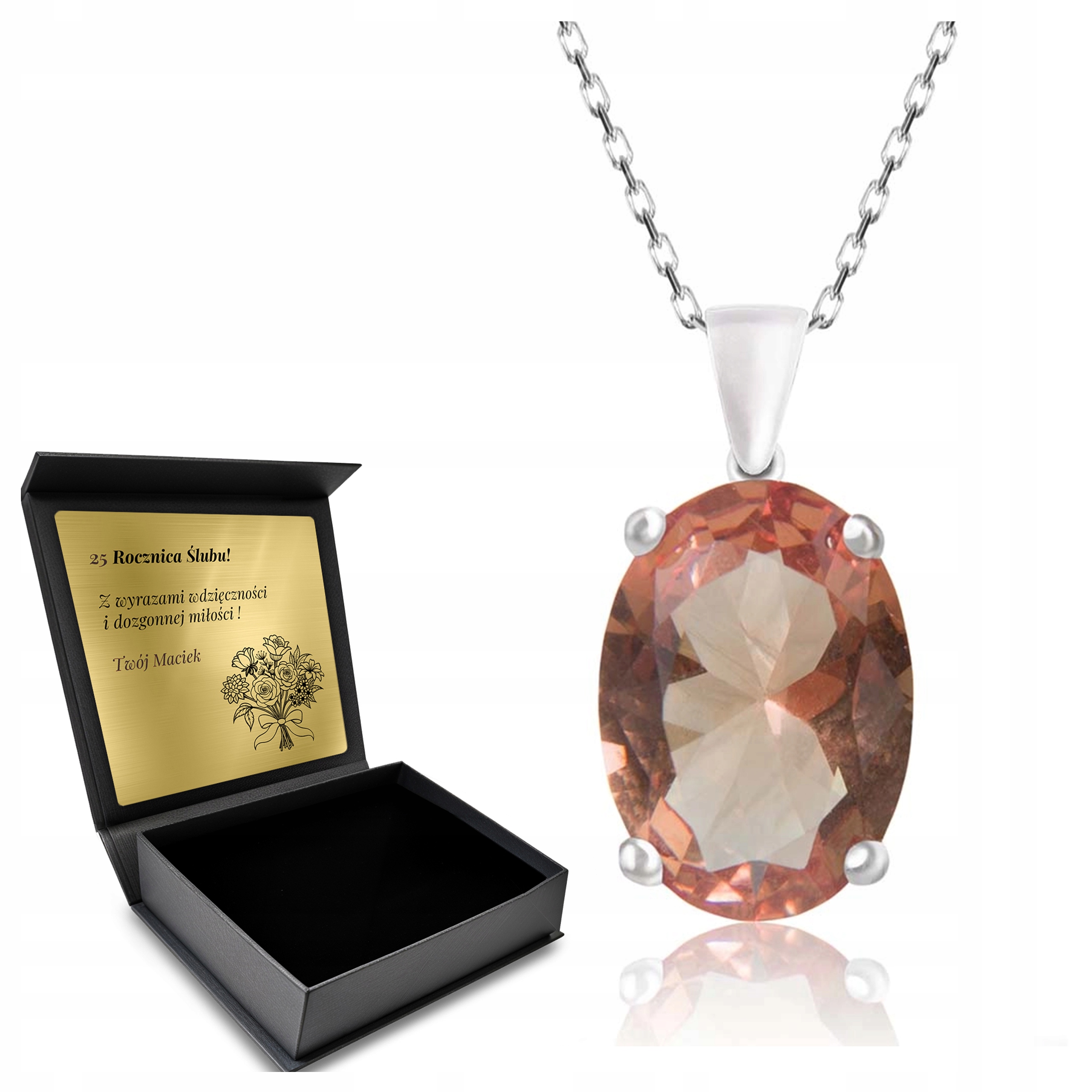 Stříbrný Náhrdelník 925 Sultán Krásný Dárek pro ženu Gravírování Bonus