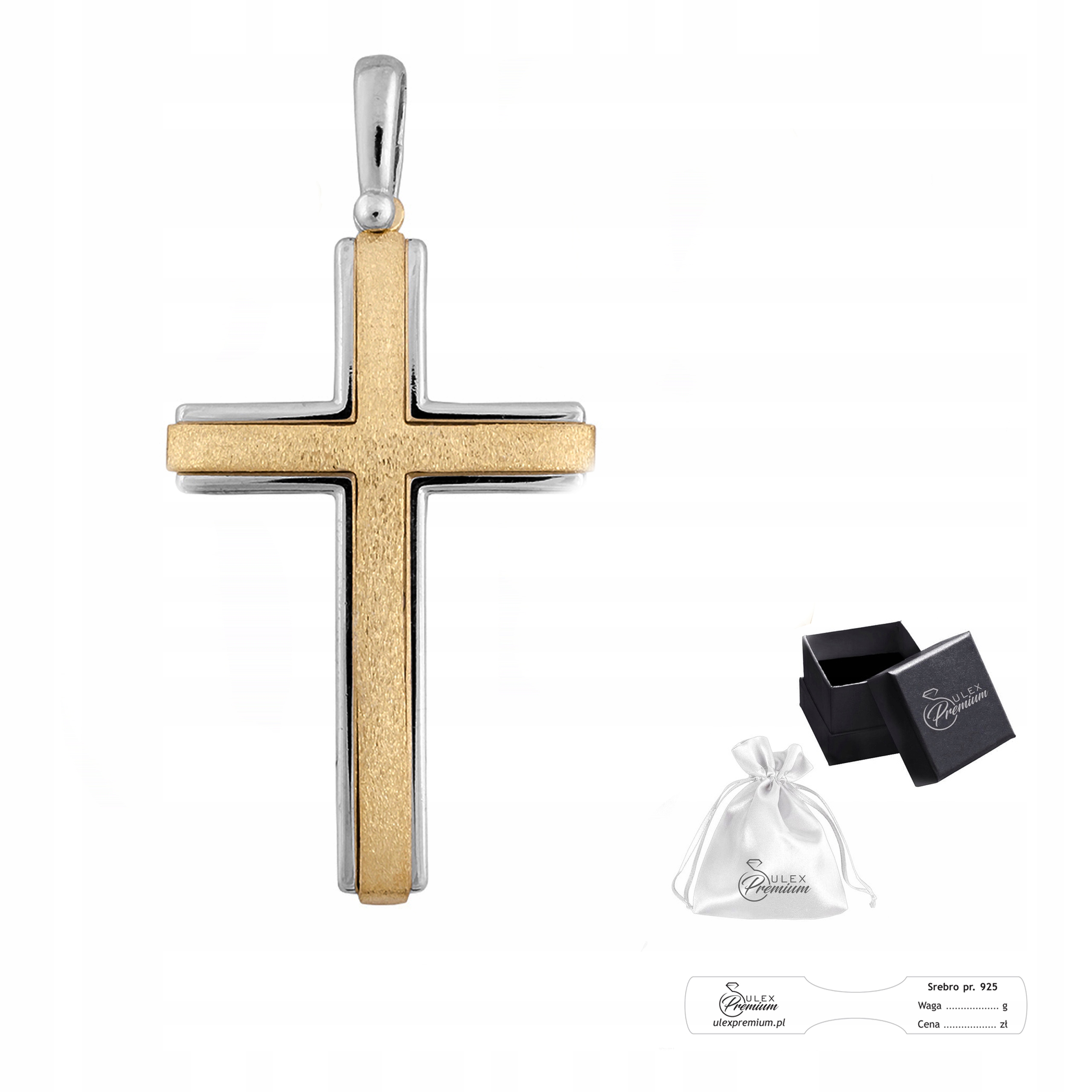 Stříbrný křížek ryzost 925 Přívěsek Pozlacený kříž Rhodiovaný jako Dárek