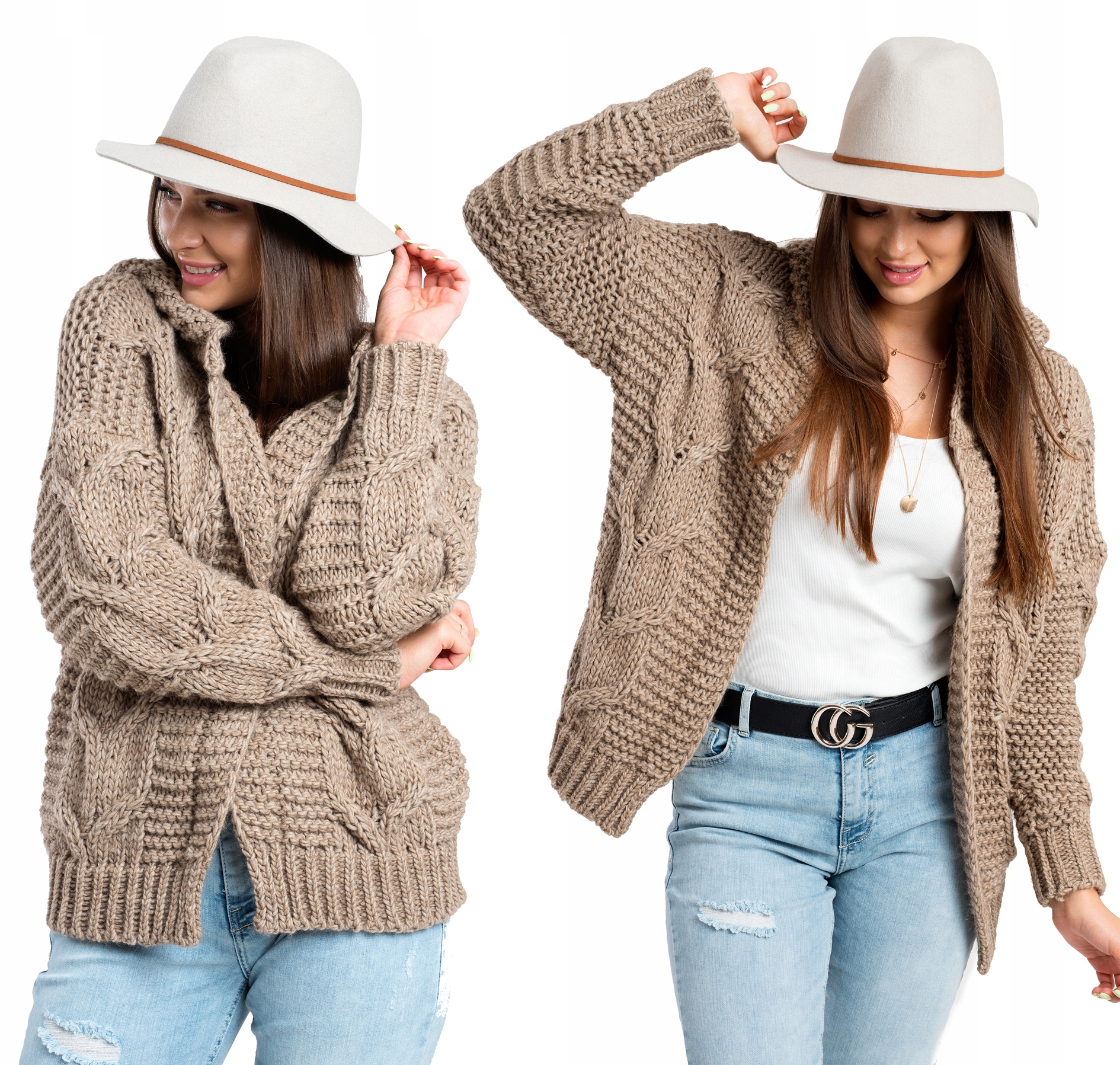 

Carlos Krótki Kardigan Sweter Z Kapturem Wool S/m