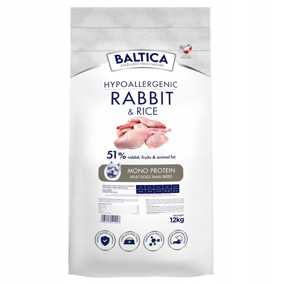Levně Baltica Adult Králík s rýží Xs/s 12 kg Hypoalergenní suché Krmivo pro psy