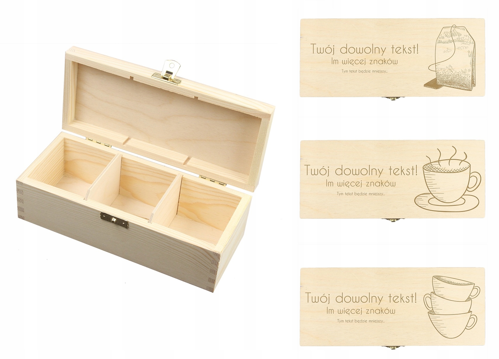 

Pudełko Na Herbatę Grawer Prezent Różne Wzory 3 P.