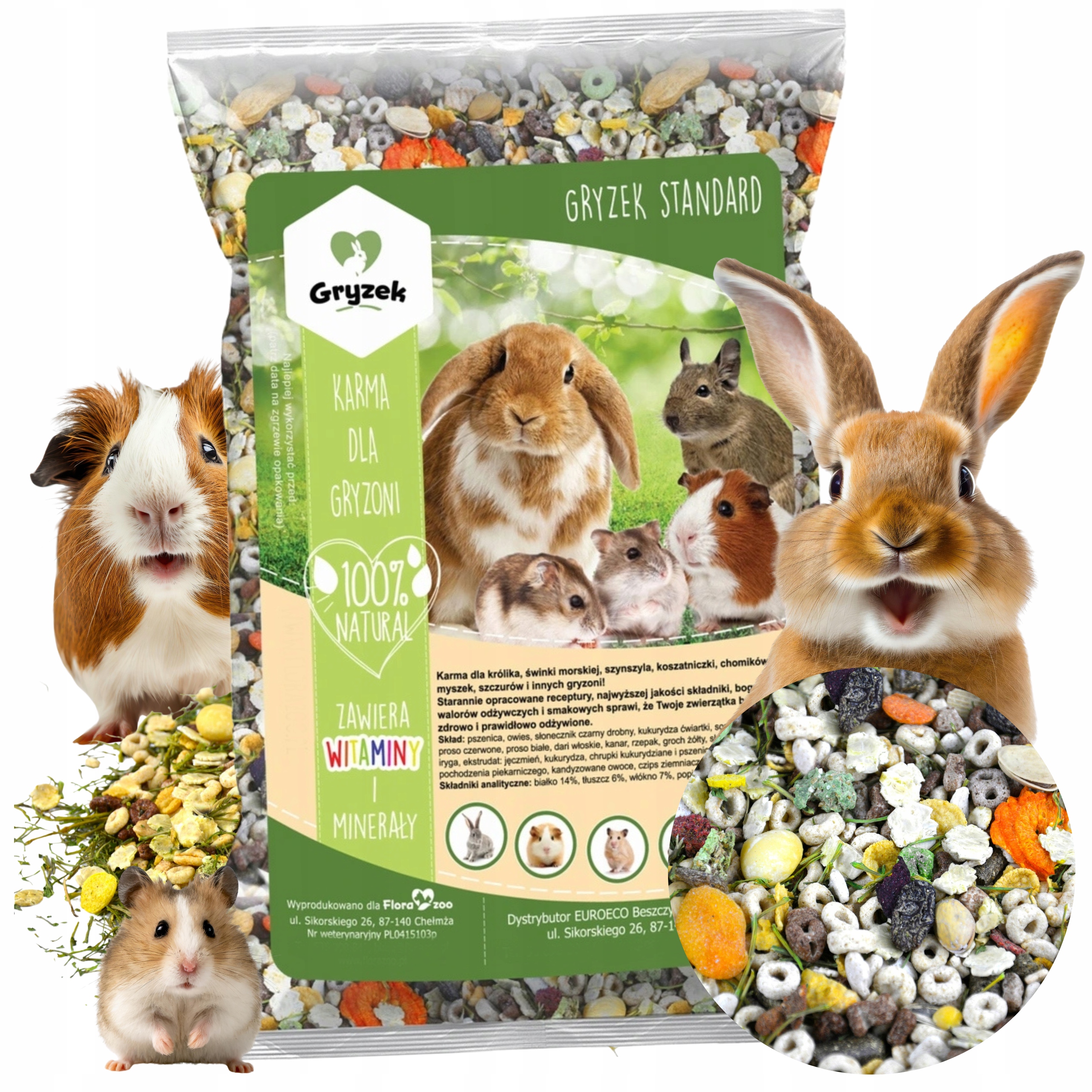 KARMA DLA GRYZONI KRÓLIKA CHOMIKA ŚWINKI 1KG
