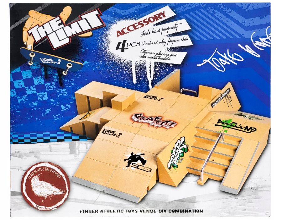 Zestaw fingerboard RegMag FB-04 – skatepark i 4 deski – Elementy zestawu