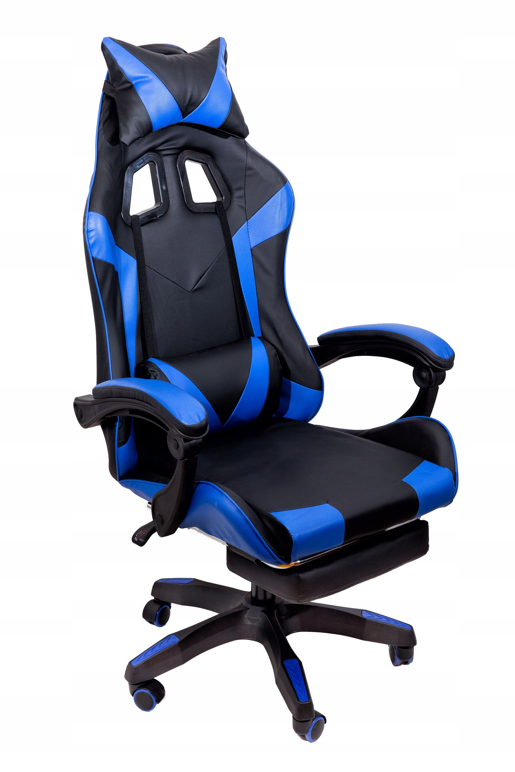 Fotel Gamingowy Czarno-niebieski Obrotowy Kubełkowy Biurowy Gracza Obrotowy