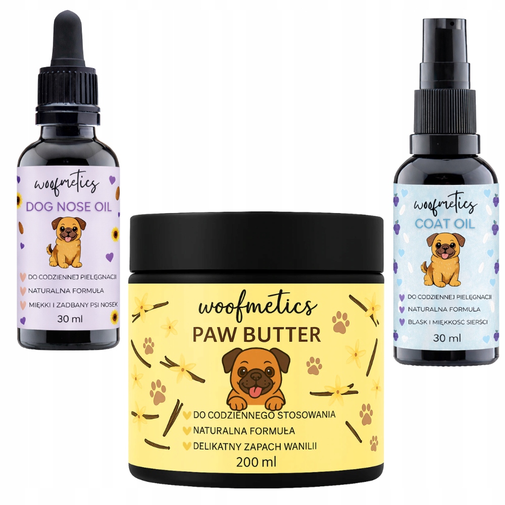 Pečující sada pro psy Máslo na suché tlapky Olej na nos a srst