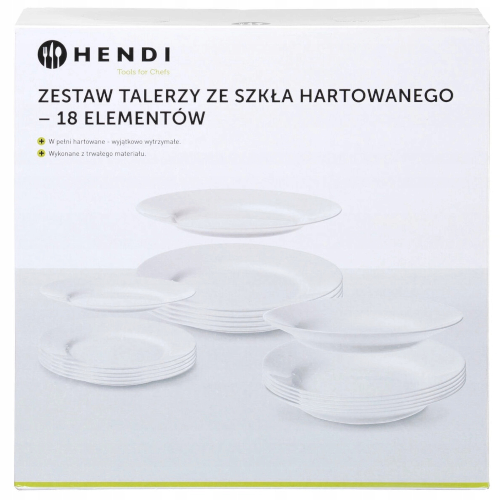 Sada Jídelních Talířů Z Tvrzeného Skla S 18 Prvky Hendi