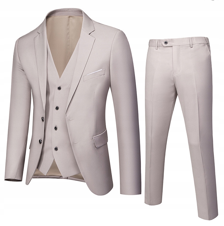 MĘSKI GARNITUR ELEGANCKI Jednolity kolor Komplet Fason brak informacji