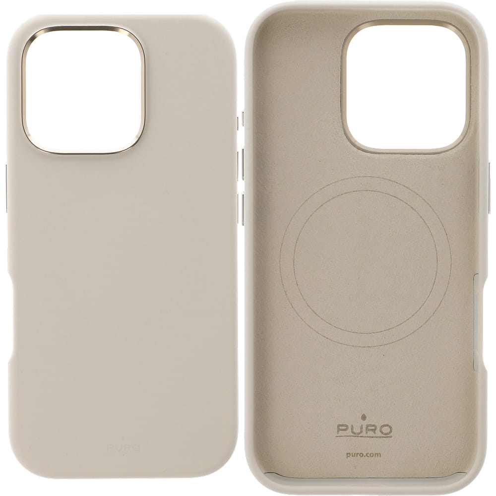 Etui plecki silikonowe Puro Icon Mag Pro MagSafe do iPhone 16 Pro beżowe