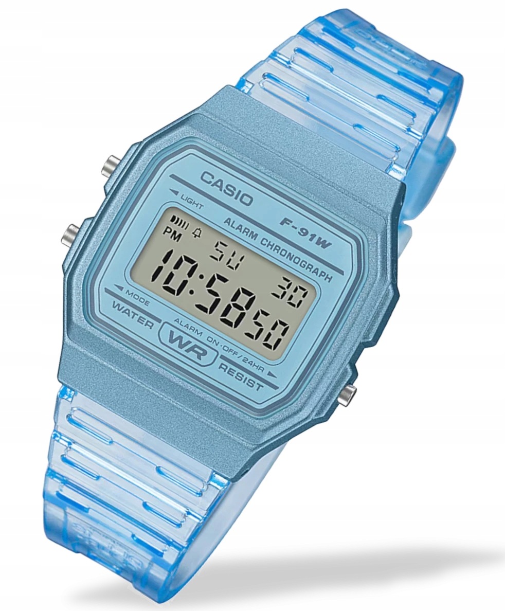 Mládežnické hodinky na řemínku Casio Vintage F-91WS Modré Gravírování Bonus