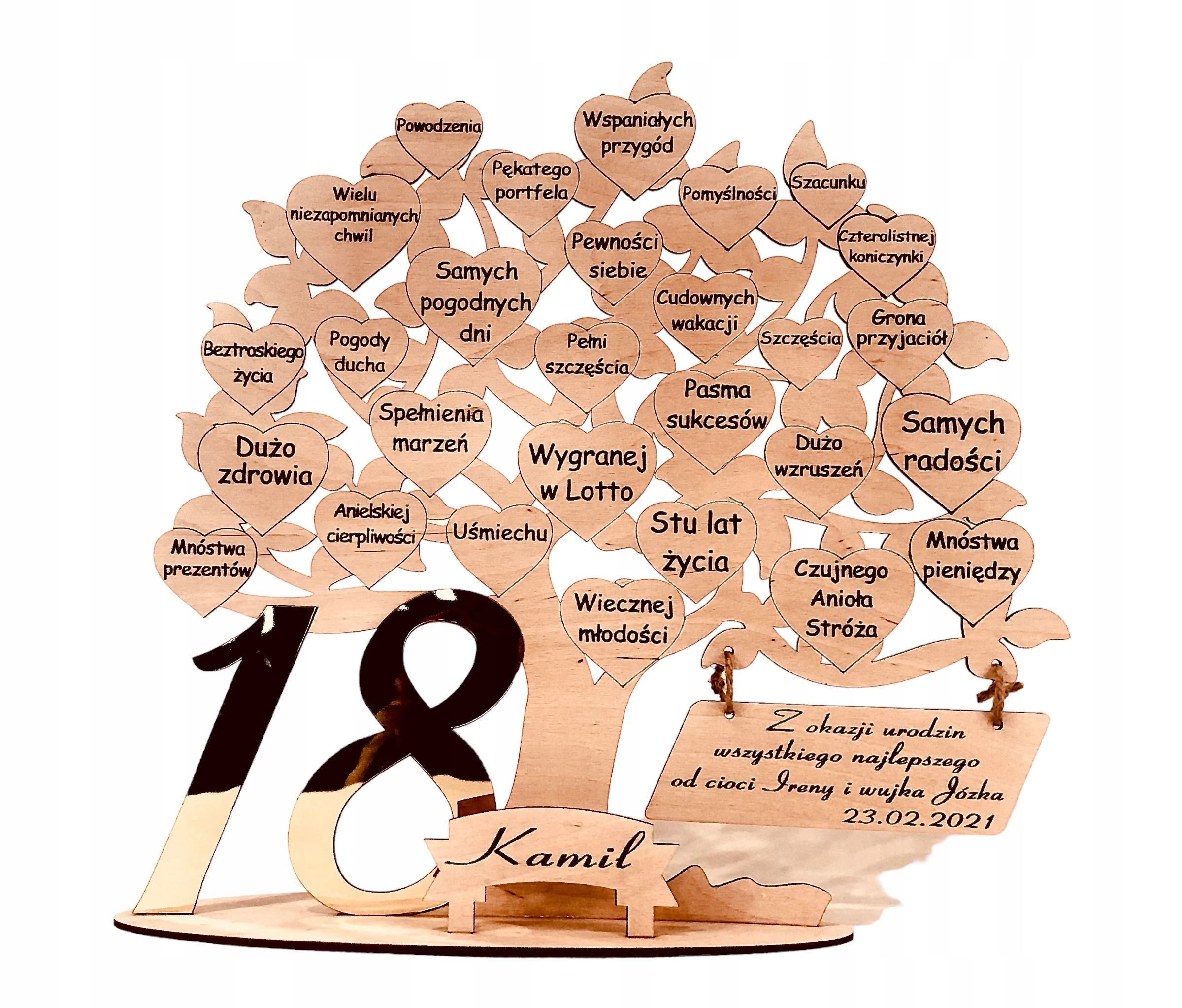 18-tka osmnáctka strom přání gravírování Laminát