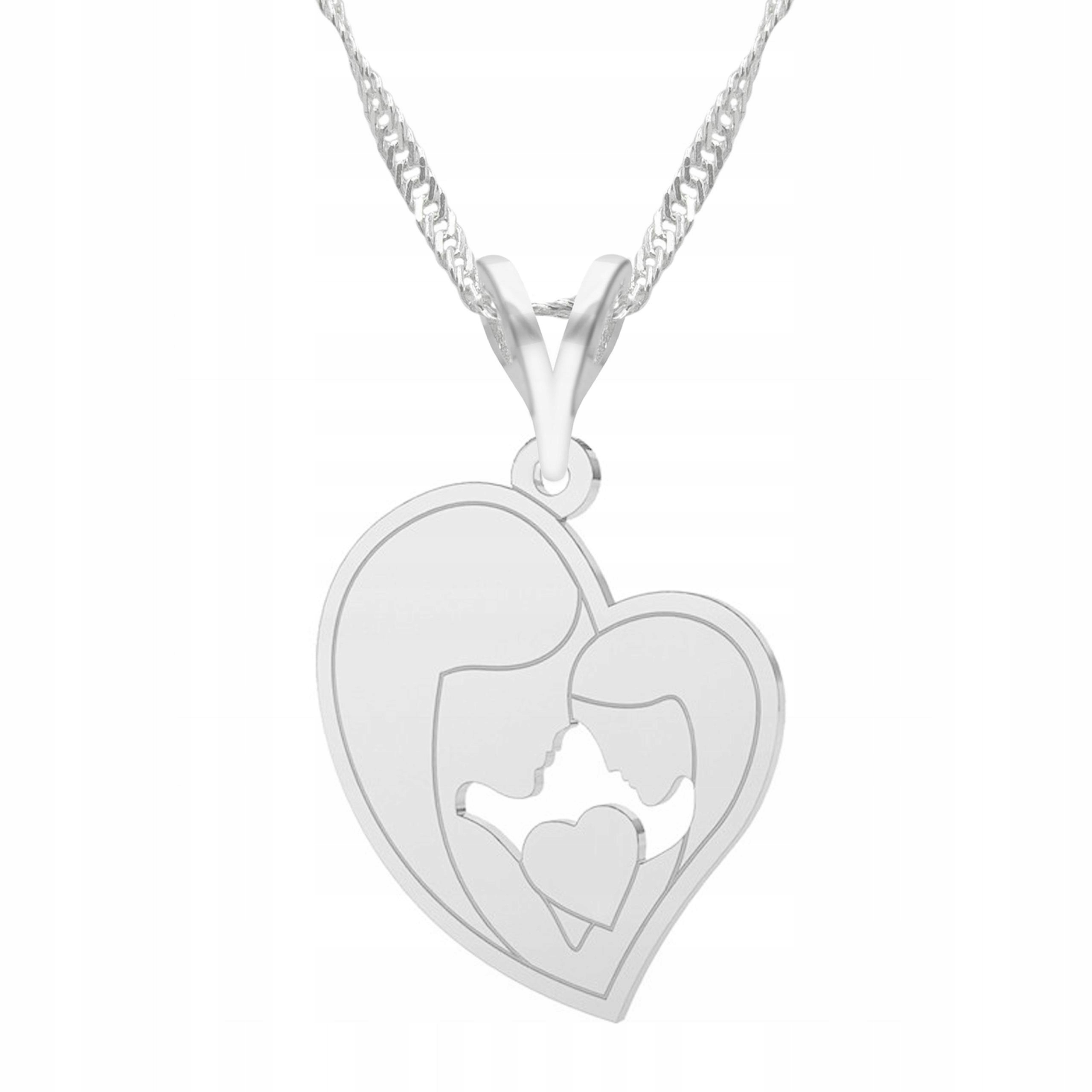 Stříbrný náhrdelník Matka Dcera Rodina Dvě Tváře Srdce Rodina Stříbro 925