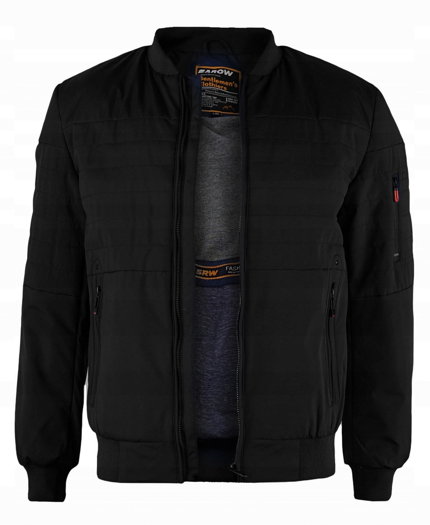 Pánská podzimní bomber bunda, elegantní pilotní bunda, bez kapuce Černá M707 M