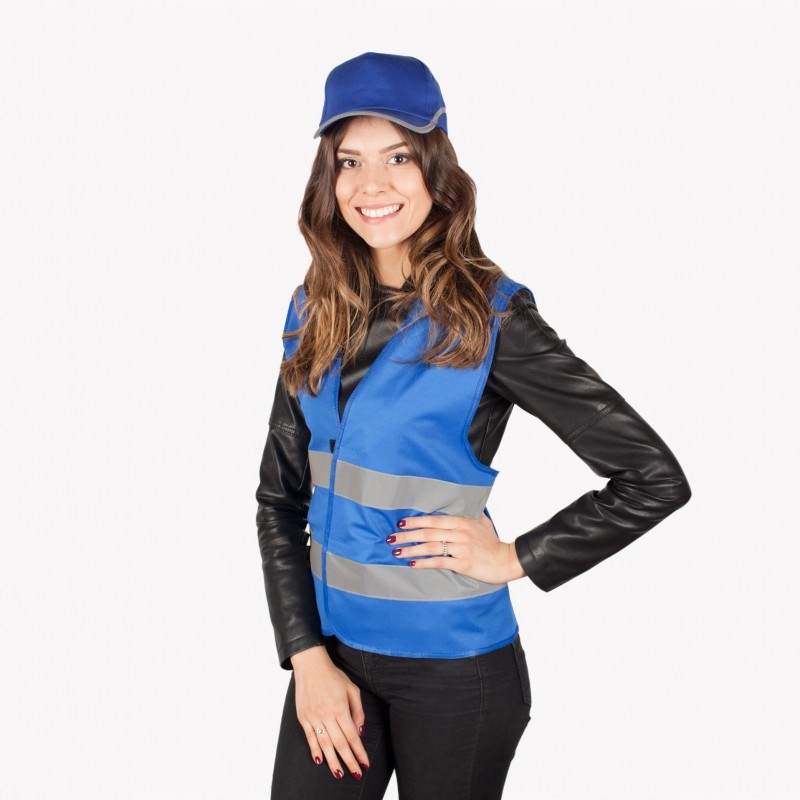 Solidna NIEBIESKA kamizelka odblaskowa XXL Rozmiar XXL