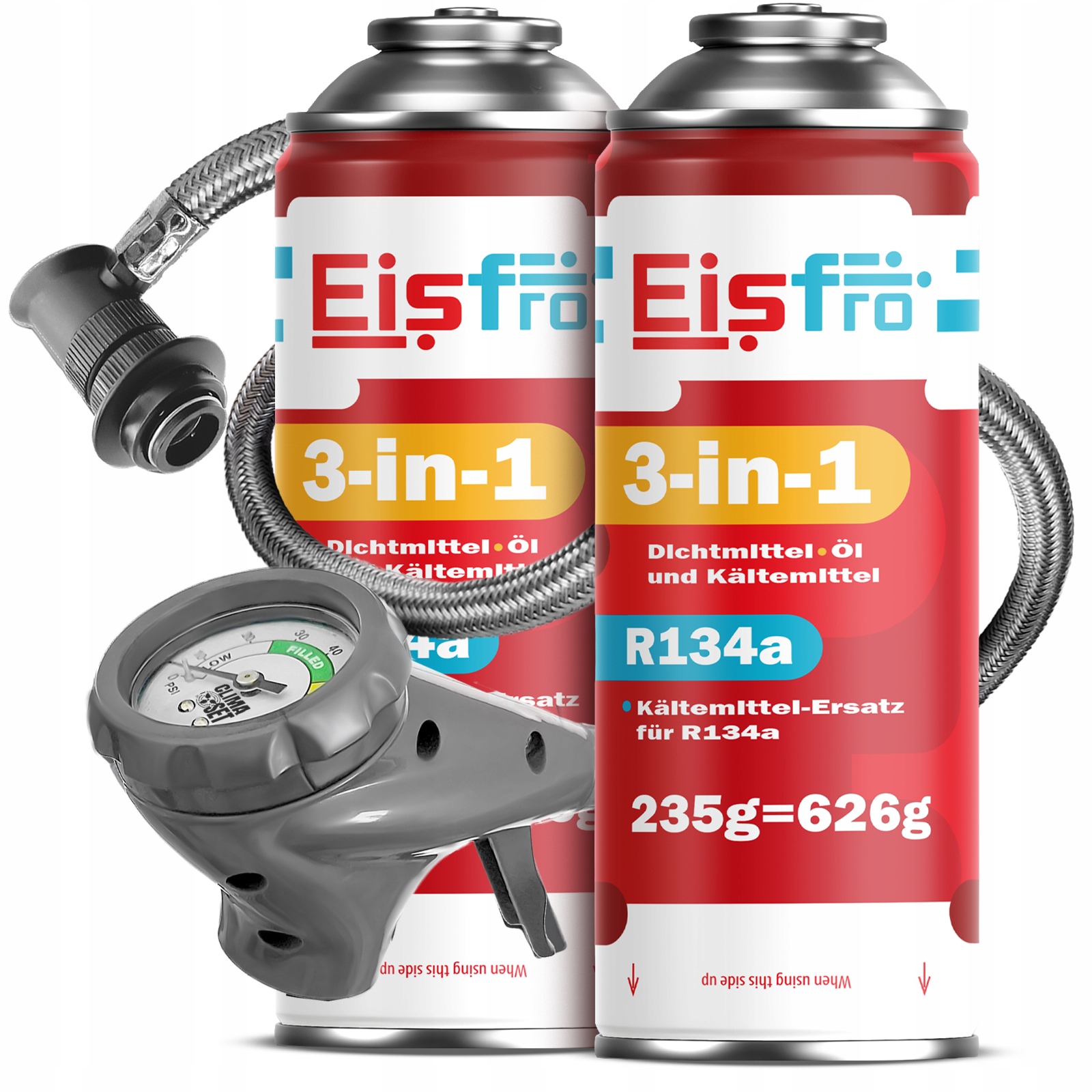 2x Gaz Pro Klimatizaci R134a chladivo 3v1 470g vypouštěcí potrubí