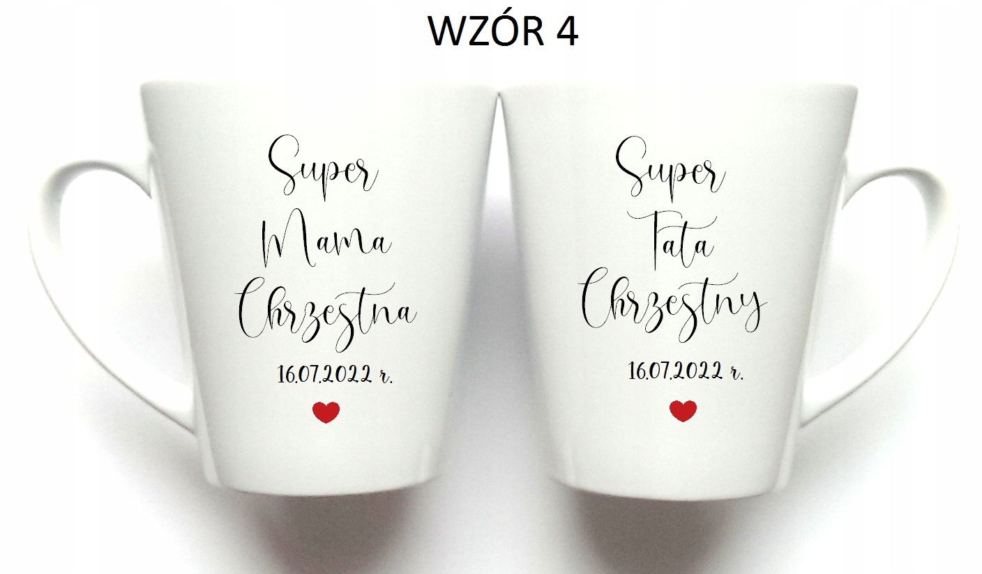 Podziękowania dla rodziców chrzestnych 2 kubki Przeznaczenie dla rodziców chrzestnych
