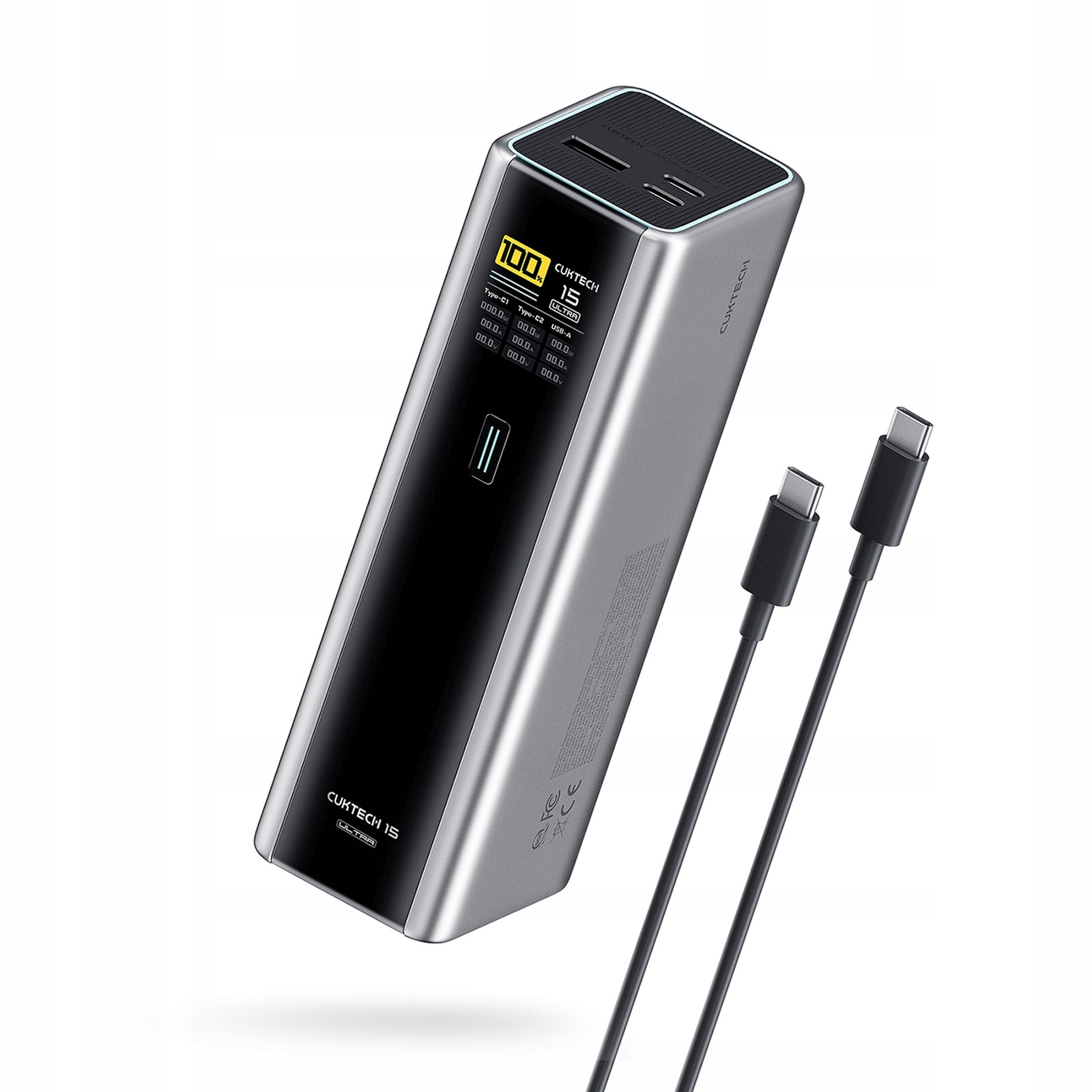 Powerbanka 20000MAH Usb-c Usb-a 210W Šedá, Přenosná Nabíječka, Powerbanka