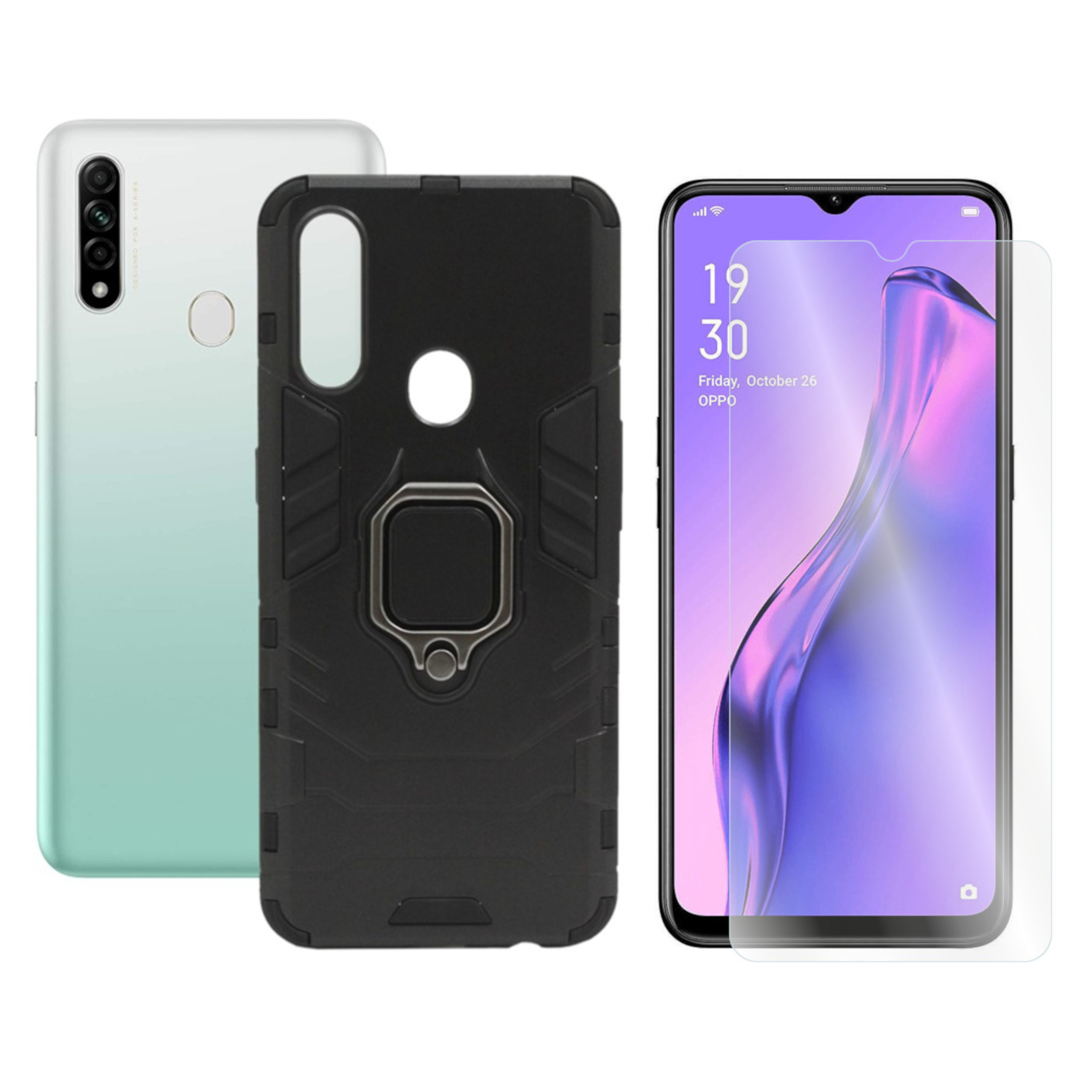 

Etui Pancerne Ring Armor do Oppo A31 czarne+SZKŁO