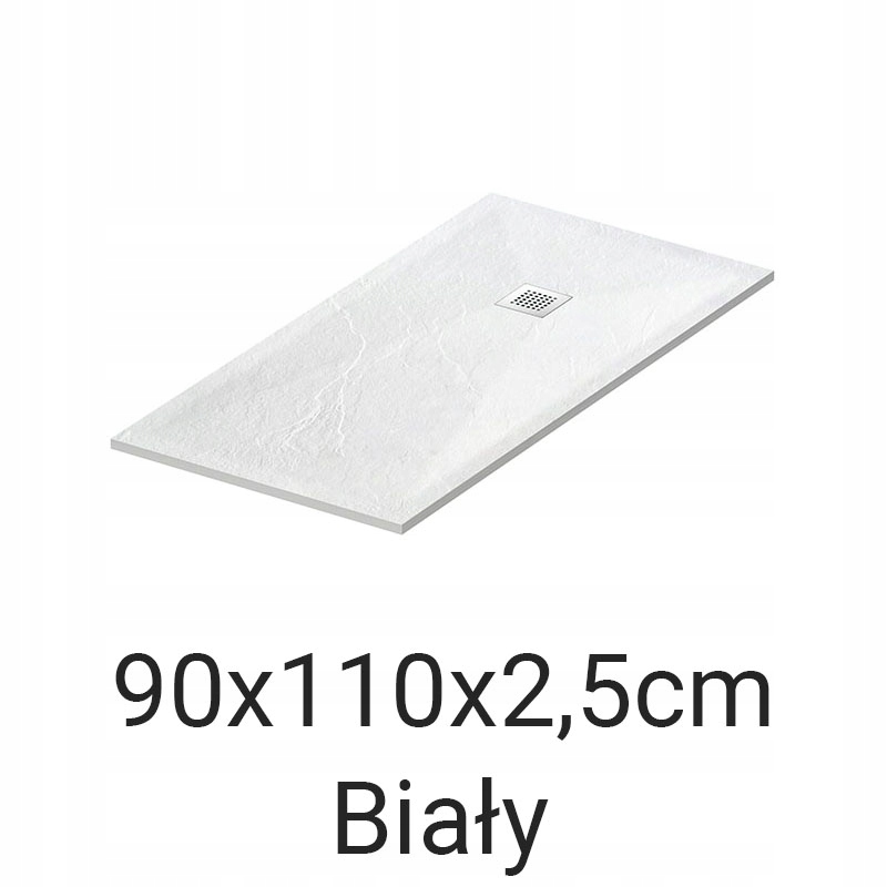 Brodzik kompozytowy antypoślizgowy Stone 90x110 Biały