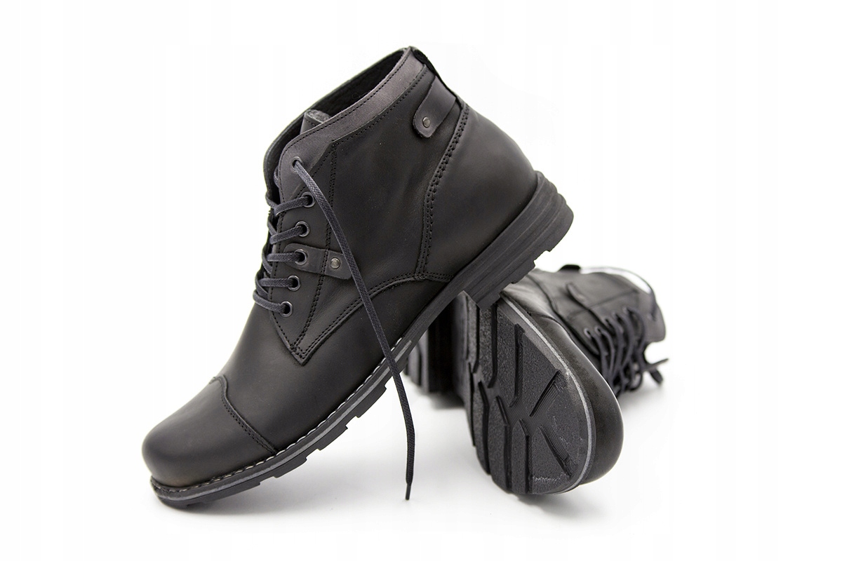 Zimowe buty męskie skóra black od dobrebutypl Model POL C15S 10/140