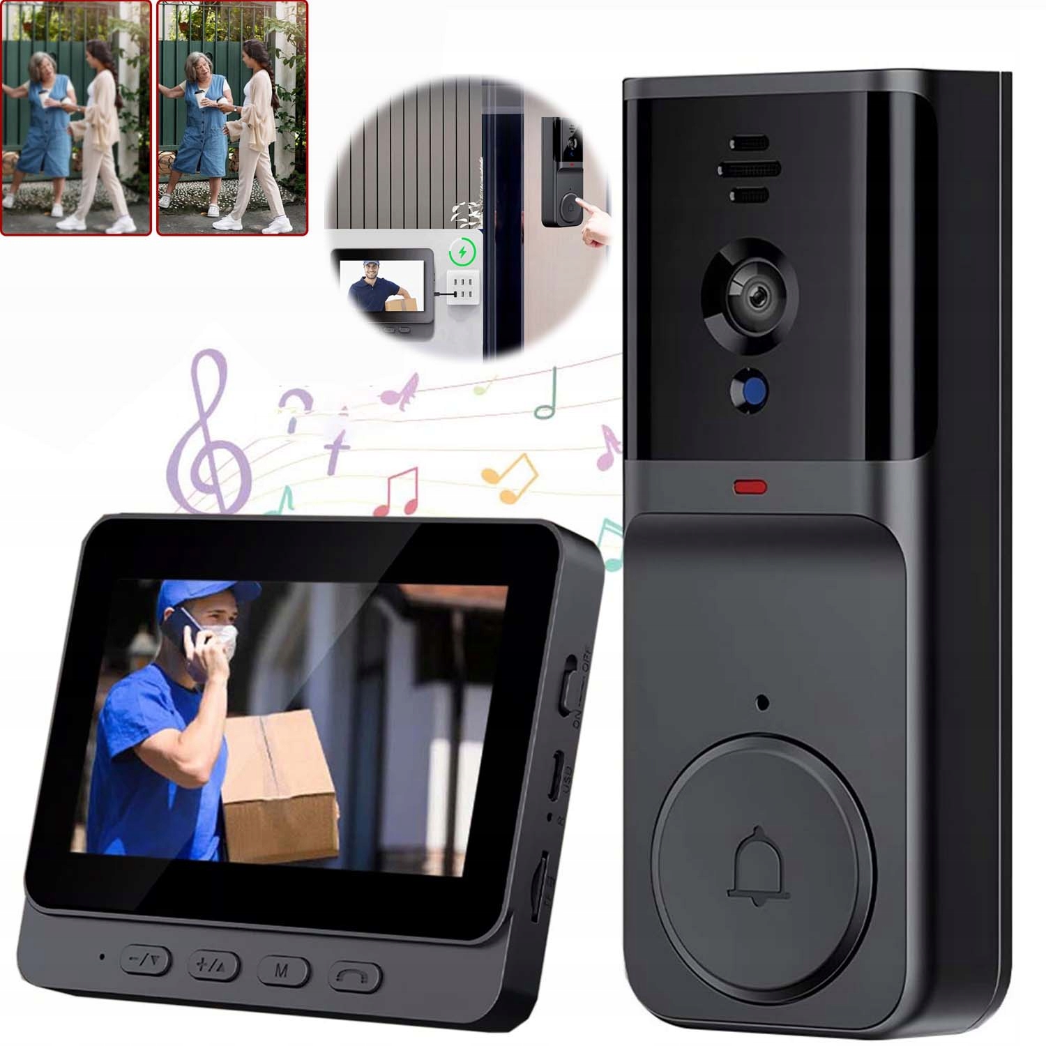 Set Videovrátnik Video Domofón Bezdrôtový Bránka Brána 4.3'' 2.4G