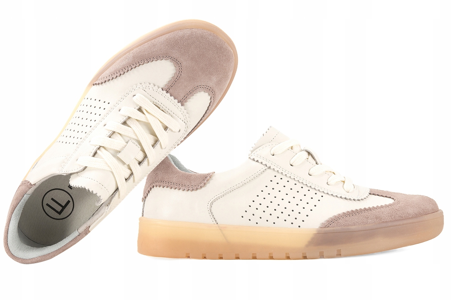 Filippo DP6745 Prolamované sportovní polobotky, kožené tenisky 41 Béžová