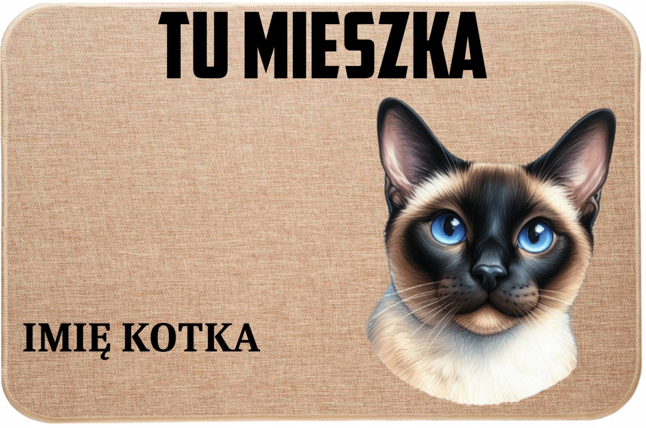 Vstupná Ľanová Rohožka S Mačkou Tu Žije Meno Vašej Mačky