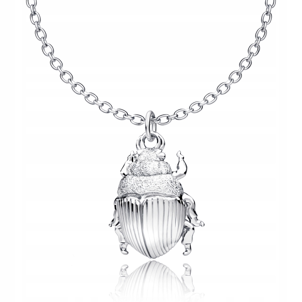 Žuk Chrząszcz Skarabeusz Stříbrný 925 náhrdelník rolo oval Symbol života