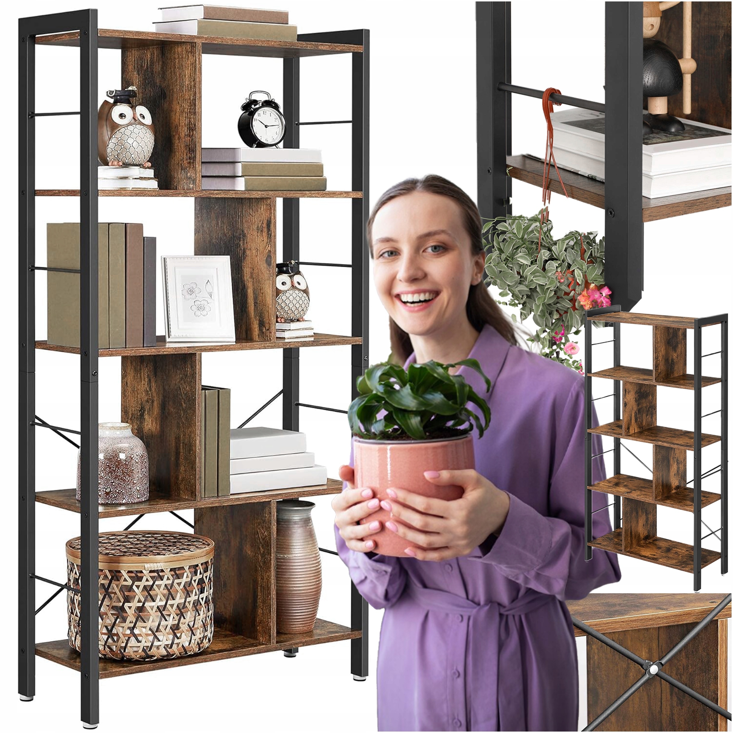 Kancelárska Regálová Súprava otvorená pre priečinky s 5 Policami Industriálna knižnica