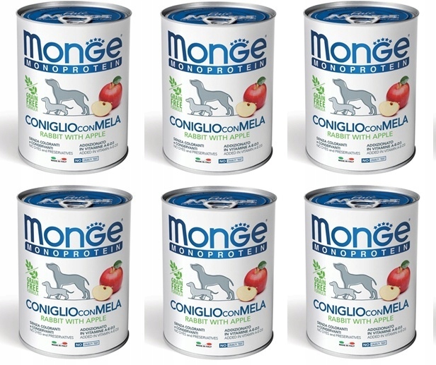 Levně Monge Dog Fruit M Králík s jablkem 6 x 400 g