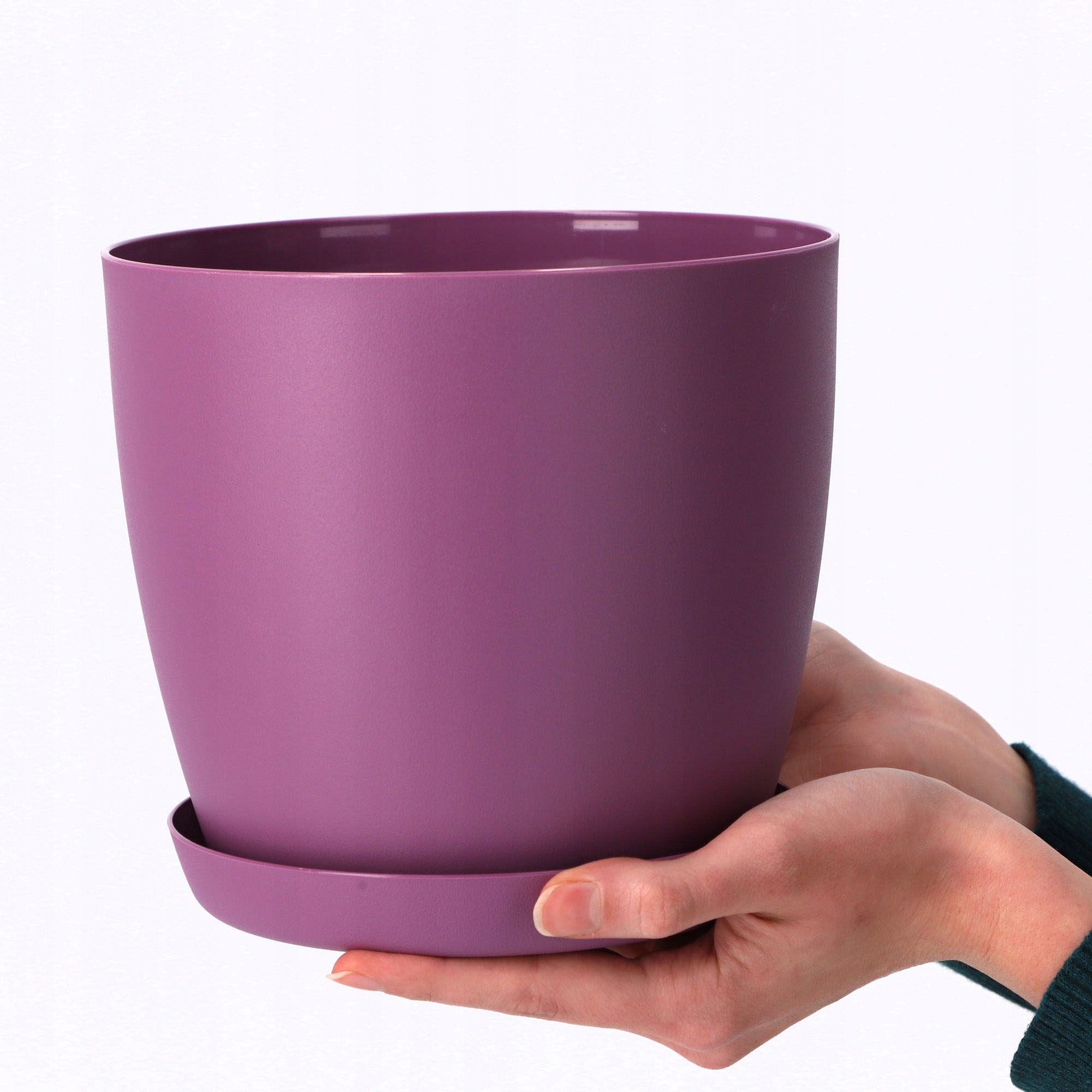 DONICZKA OSŁONKA DONICA 25cm NA KWIATY Z PODSTAWKĄ FIOLETOWA DO SALONU Marka Kadax